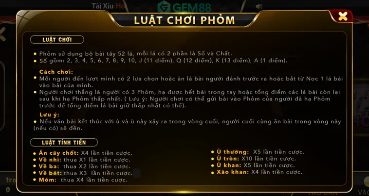 Trải Nghiệm Đỉnh Cao Phỏm Tại Gem88 Với Tỷ Lệ Thắng Khủng