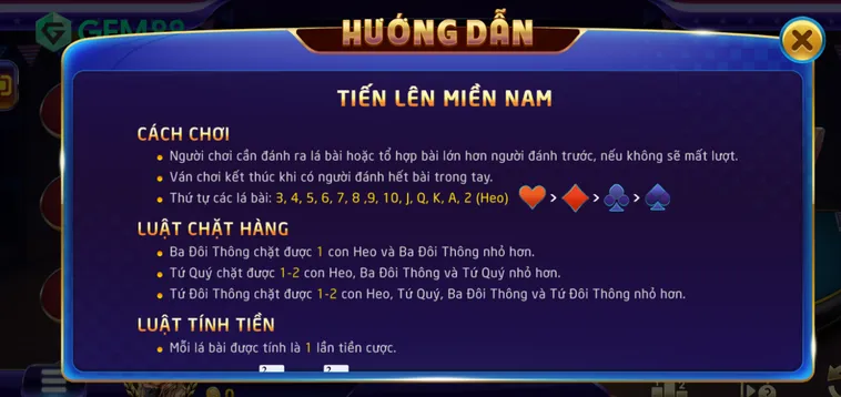 Trải Nghiệm Đỉnh Cao Tiến Lên Miền Nam Tại Gem88 Với Tỷ Lệ Thắng Khủng